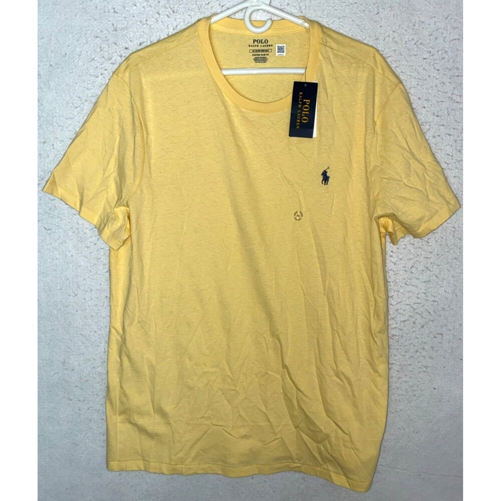 Polo Ralph Lauren Shirt Mens XL Yellow Custom Slim Fit Pony T-shirt Short Sleeve